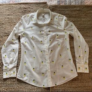 NWT Pineapple Embroidered Button Up